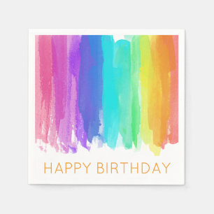 Rainbow HAPPY BIRTHDAY Artisan Waterverven Servet
