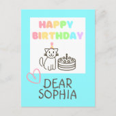 Rainbow Happy Birthday Cat Briefkaart (Voorkant)