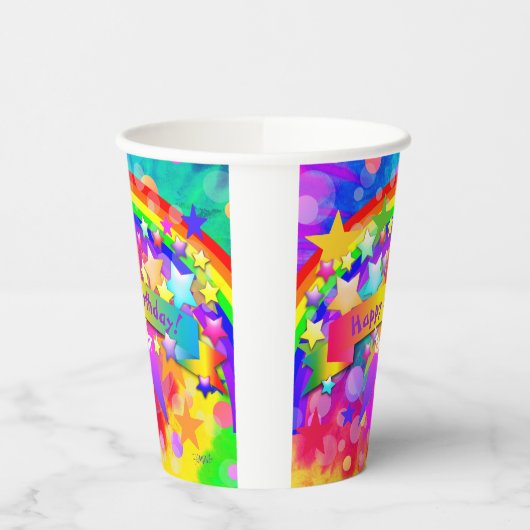 Rainbow Happy Birthday Cup HAMbyWG Papieren Bekers (Links)