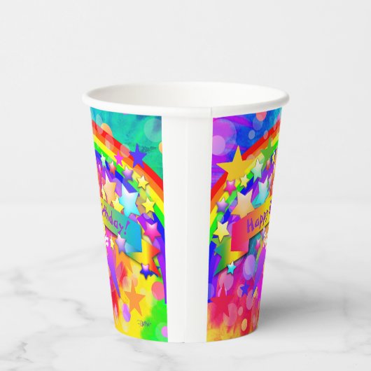 Rainbow Happy Birthday Cup HAMbyWG Papieren Bekers (Rechts)