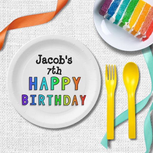 Rainbow Happy Birthday gepersonaliseerd Papieren Bordje