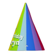 Rainbow Happy Birthday gepersonaliseerde naam pet Feesthoedjes (Rechts)