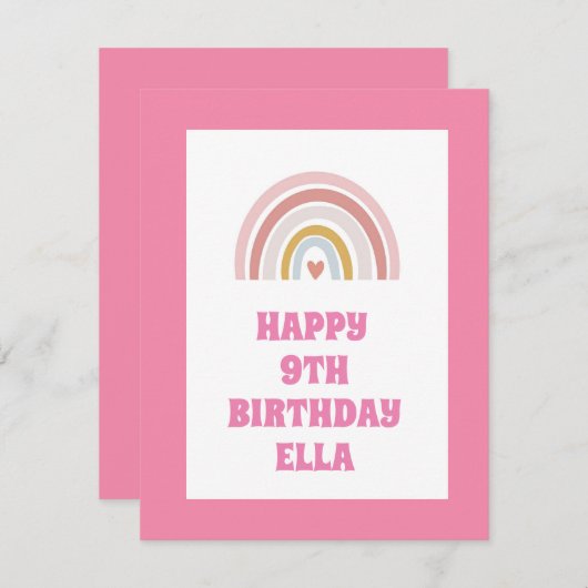 Rainbow Happy Birthday Invitation – Aangepaste tek (Voorkant / Achterkant)