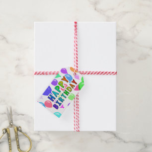 Rainbow Happy Birthday Multicolored-ballonnen Cadeaulabel