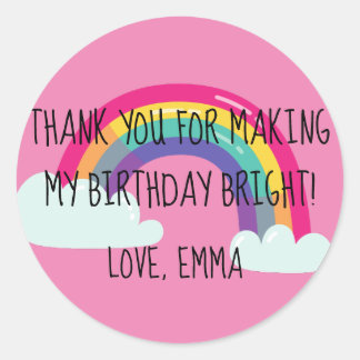 Rainbow Happy Birthday Party Favor Box Ronde Sticker