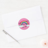 Rainbow Happy Birthday Party Favor Box Ronde Sticker (Envelop)