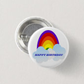 RAINBOW "HAPPY BIRTHDAY" RONDE BUTTON 3,2 CM (Voorkant /achterkant)