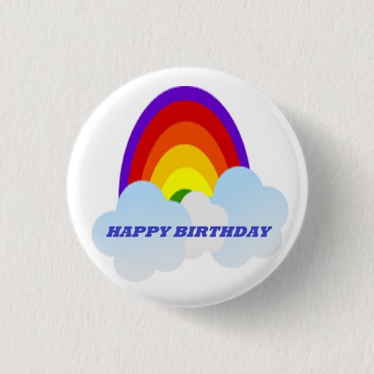 RAINBOW "HAPPY BIRTHDAY" RONDE BUTTON 3,2 CM (Voorkant)