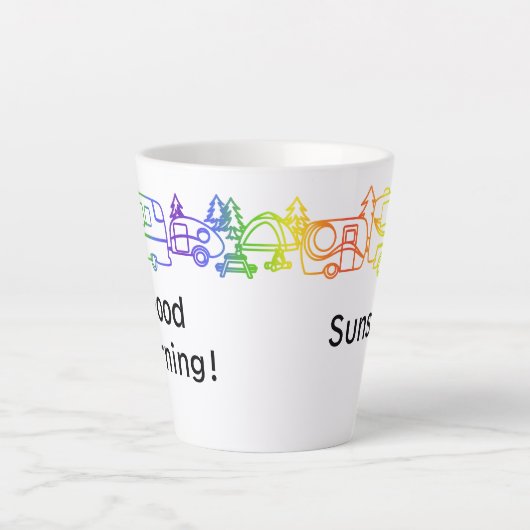 Rainbow Happy Campers gepersonaliseerde latte Mok (Voorkant)