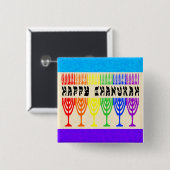 Rainbow Happy Chanukah-Buttonnen Vierkante Button 5,1 Cm (Voorkant /achterkant)