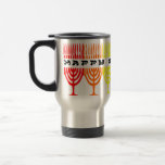 Rainbow Happy Chanukah Travel Mugs Reisbeker<br><div class="desc">Happy Chanukah in een lijn van de regenboogkangokiot (menorahs). Een joods vakantiemodel voor Chanoeka.</div>