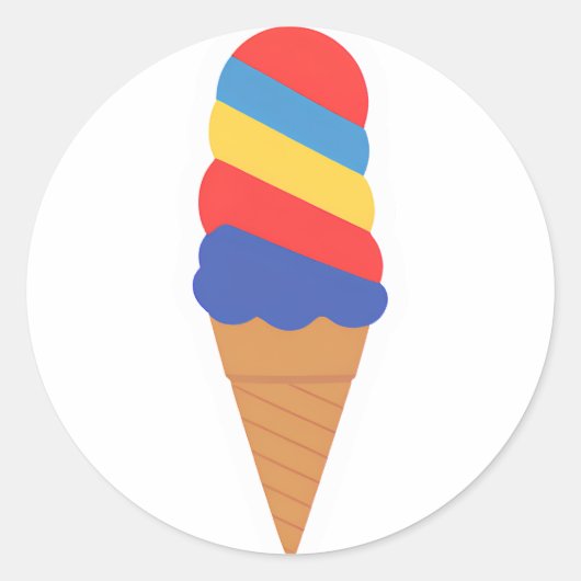 Rainbow happy cone ronde sticker (Voorkant)