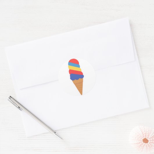 Rainbow happy cone ronde sticker (Envelop)