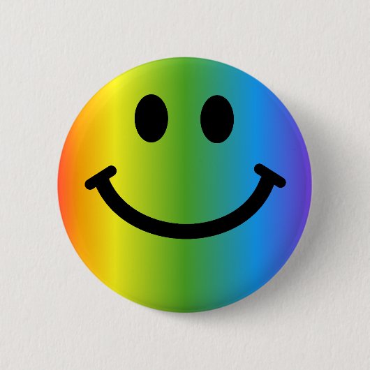 Rainbow Happy Face Ronde Button 5,7 Cm (Voorkant)