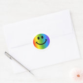 Rainbow Happy Face Ronde Sticker (Envelop)