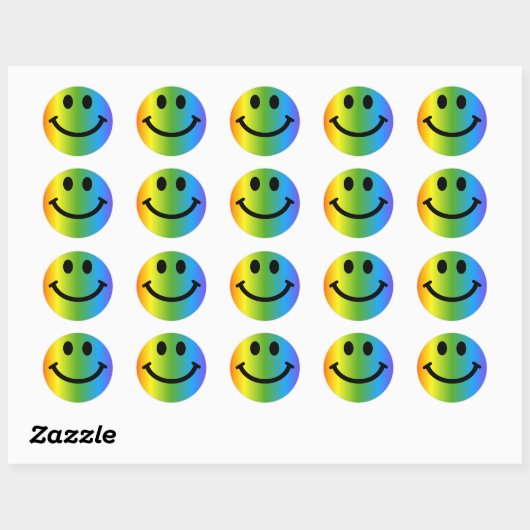 Rainbow Happy Face Ronde Sticker (Vel)