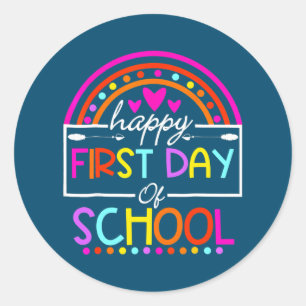 Rainbow Happy First Day School Teacher Terug naar Ronde Sticker