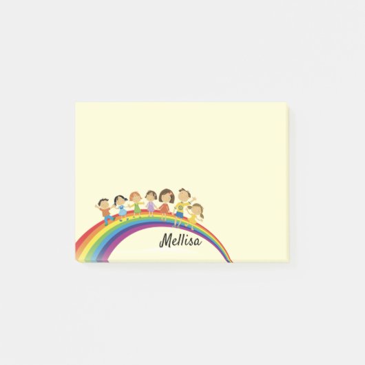 Rainbow Happy Kids Doe-Je-Eigen-Naam Post-it Brief Post-it® Notes (Voorkant)