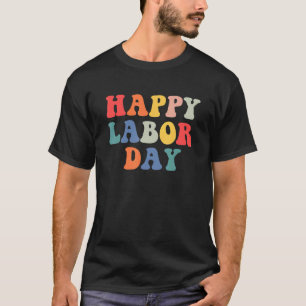 Rainbow Happy Labour Day Groovy voor mannen T-shirt