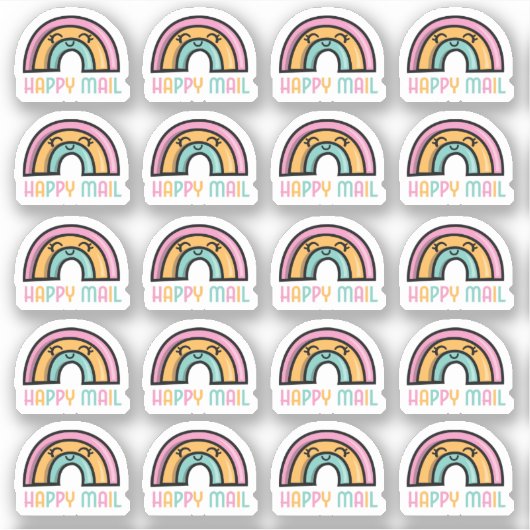 Rainbow Happy Mail Custom-Cut Vinyl Sticker (Voorkant)