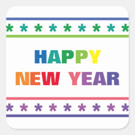 Rainbow Happy Nieuwjaar - Square Sticker