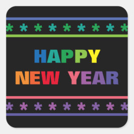 Rainbow Happy Nieuwjaar - Square Sticker