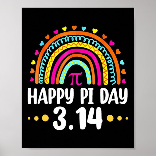 Rainbow Happy Pi Dag 3 14 2025 Pi Symbool Wiskunde Poster (Voorkant)