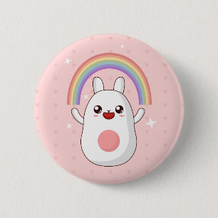 Rainbow Happy Rabbit Ronde Button 5,7 Cm