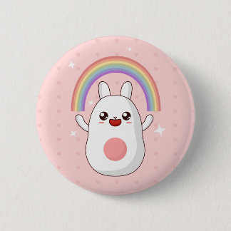 Rainbow Happy Rabbit Ronde Button 5,7 Cm