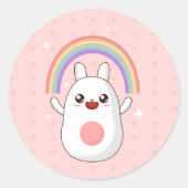 Rainbow Happy Rabbit Ronde Sticker (Voorkant)