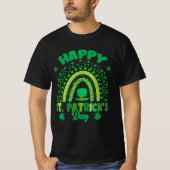Rainbow Happy St Patricks Day Shamrock Leprechaun T-shirt (Voorkant)