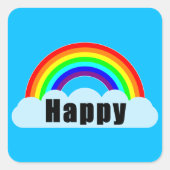 RAINBOW - Happy Vierkante Sticker (Voorkant)