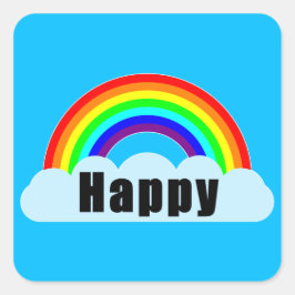 RAINBOW - Happy Vierkante Sticker