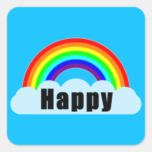 RAINBOW - Happy Vierkante Sticker