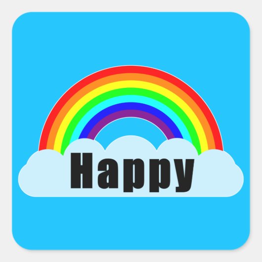 RAINBOW - Happy Vierkante Sticker (Voorkant)