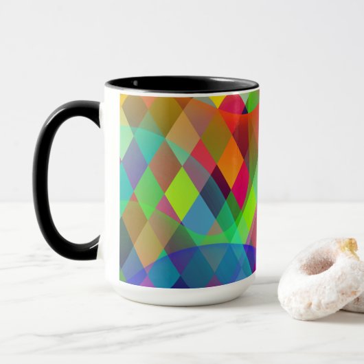 Rainbow Harlequin met kleurrijke rook Mok (Met donut)