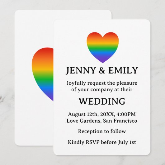 Rainbow hart trots homoseksueel lesbisch bruiloft kaart (Voorkant / Achterkant)