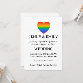Rainbow hart trots homoseksueel lesbisch bruiloft kaart