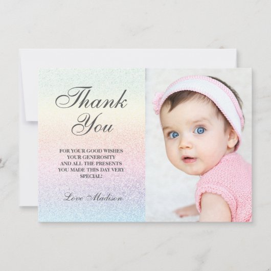 Rainbow Hartelijk dank voor kaarten Glitter Foto (Voorkant)