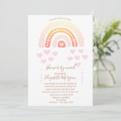 Rainbow,Harten,Gestreepte Virtuele Baby Shower Per Kaart (Staand voorkant)