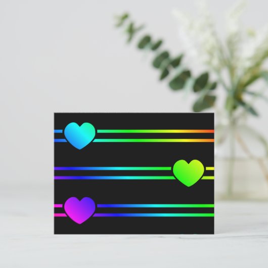 Rainbow harten kleurrijke multicolorliefdesharten briefkaart (Staand voorkant)