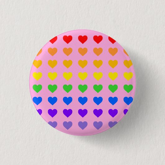 Rainbow harten roze achtergrond ronde button 3,2 cm (Voorkant)