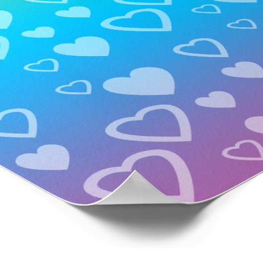 Rainbow harten roze glitter monogram poster (Hoek)