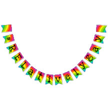 Rainbow Hashtag Swallowtail Bunting Banner