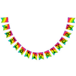 Rainbow Hashtag Swallowtail Bunting Banner
