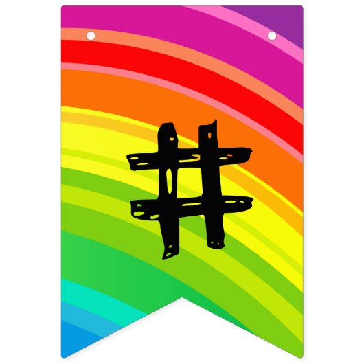 Rainbow Hashtag Swallowtail Bunting Banner (Tweede vlag)