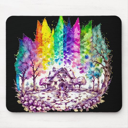 Rainbow Haven: een droomachtige retraite Muismat (Voorkant)