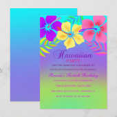 Rainbow Hawaiian Flower Verjaardag Uitnodiging (Voorkant / Achterkant)