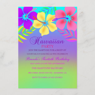 Rainbow Hawaiian Flower Verjaardag Uitnodiging
