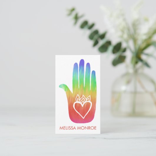 Rainbow Healing Hand Bodywork Massage Visitekaartje (Staand voorkant)